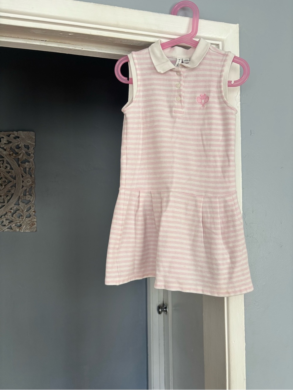 Janie and Jack x Disney Girls Pink Stripped Polo Tennis Dress Sz 7